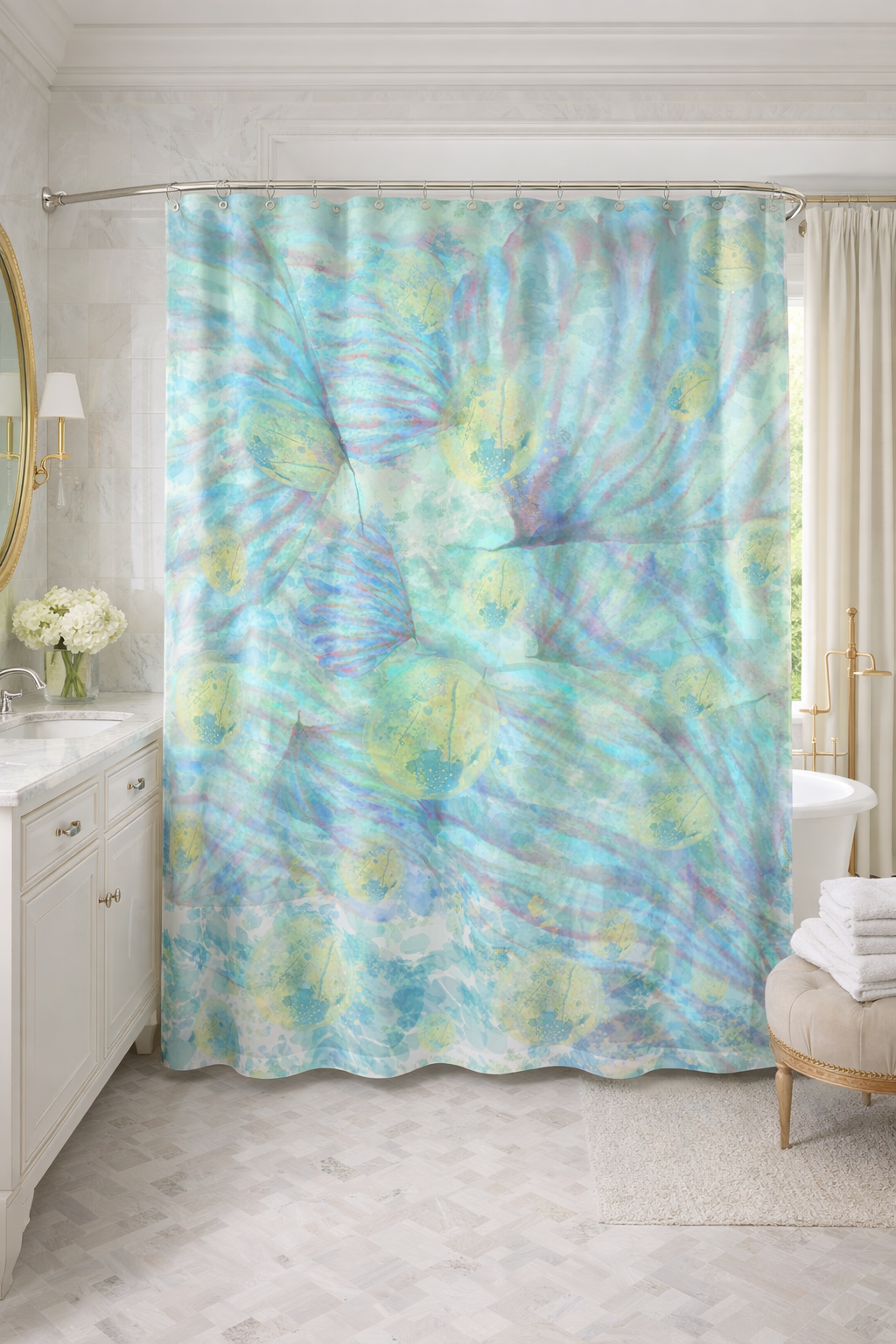 Ocean Watercolor Shower Curtain