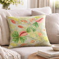Decorative pillow with floral pattern on a couch