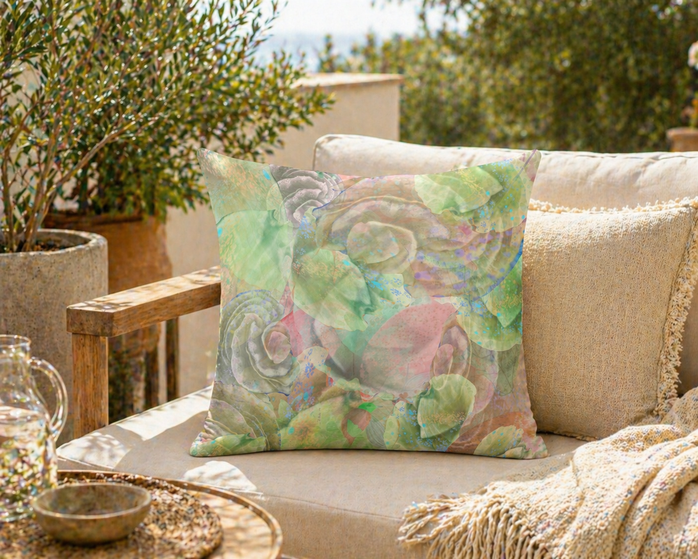 Botanical Throw Pillow Cover: Spring Is Coming Sage Green Accent Cushion