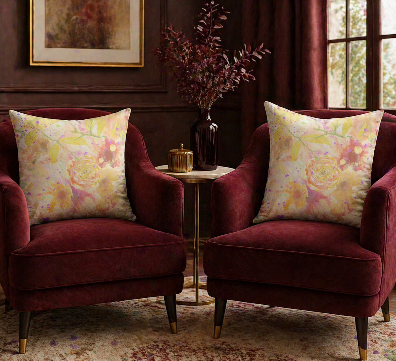 Yellow Rose Throw Pillow Cover: Botanical Floral Accent Cushion