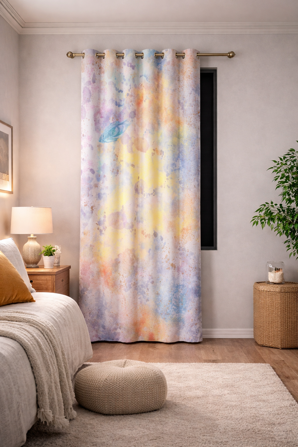 MoirisArt colorful pastel abstract window curtain