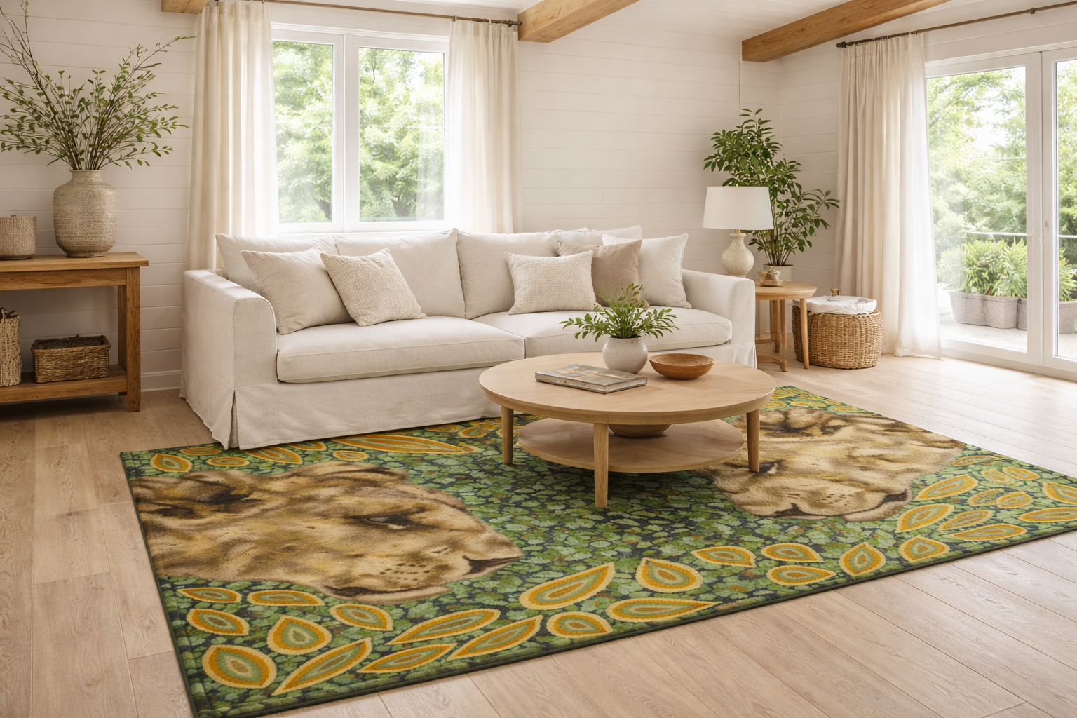MoirisArt lion design area rug
