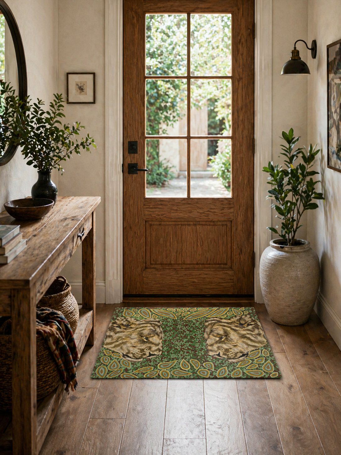 Wildlife Area Rug: Tiger In The Forest Botanical Statement Rug