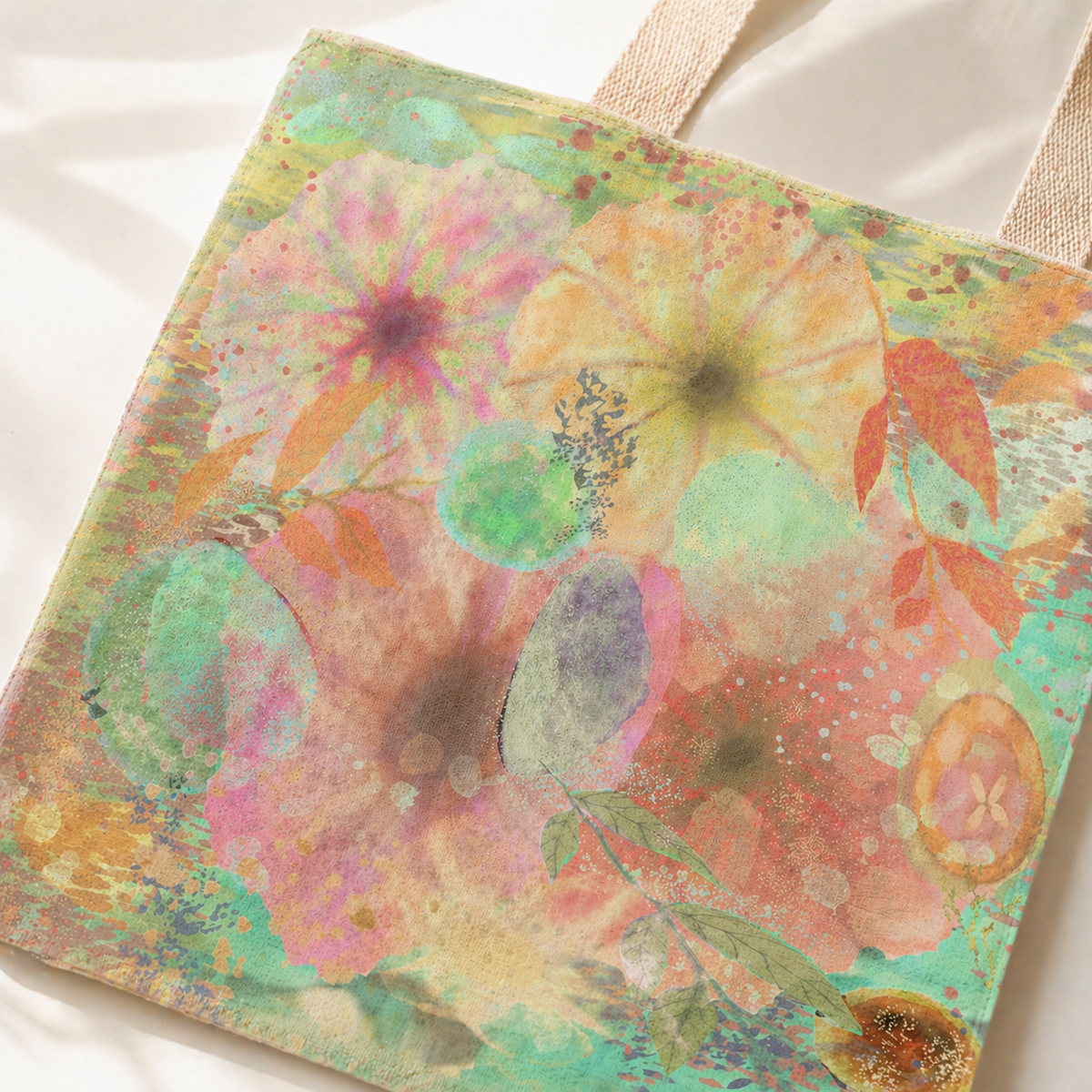 Botanical Floral Tote Bag: Flowering in Spring Market Carryall
