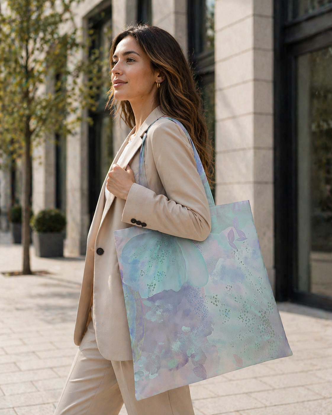 Botanical Watercolor Tote Bag: Ethereal Bloom Pastel Canvas Carryall