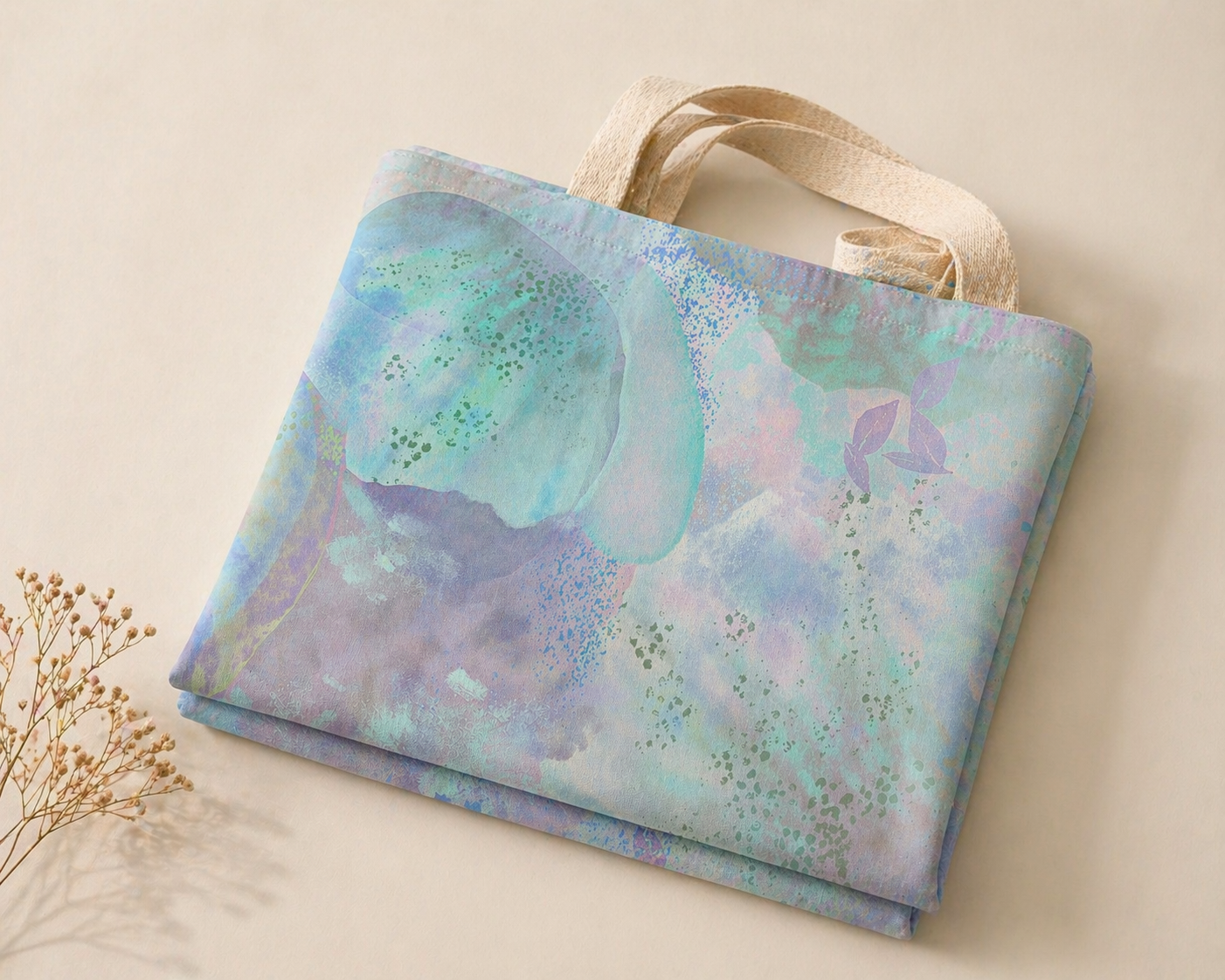 Botanical Watercolor Tote Bag: Ethereal Bloom Pastel Canvas Carryall