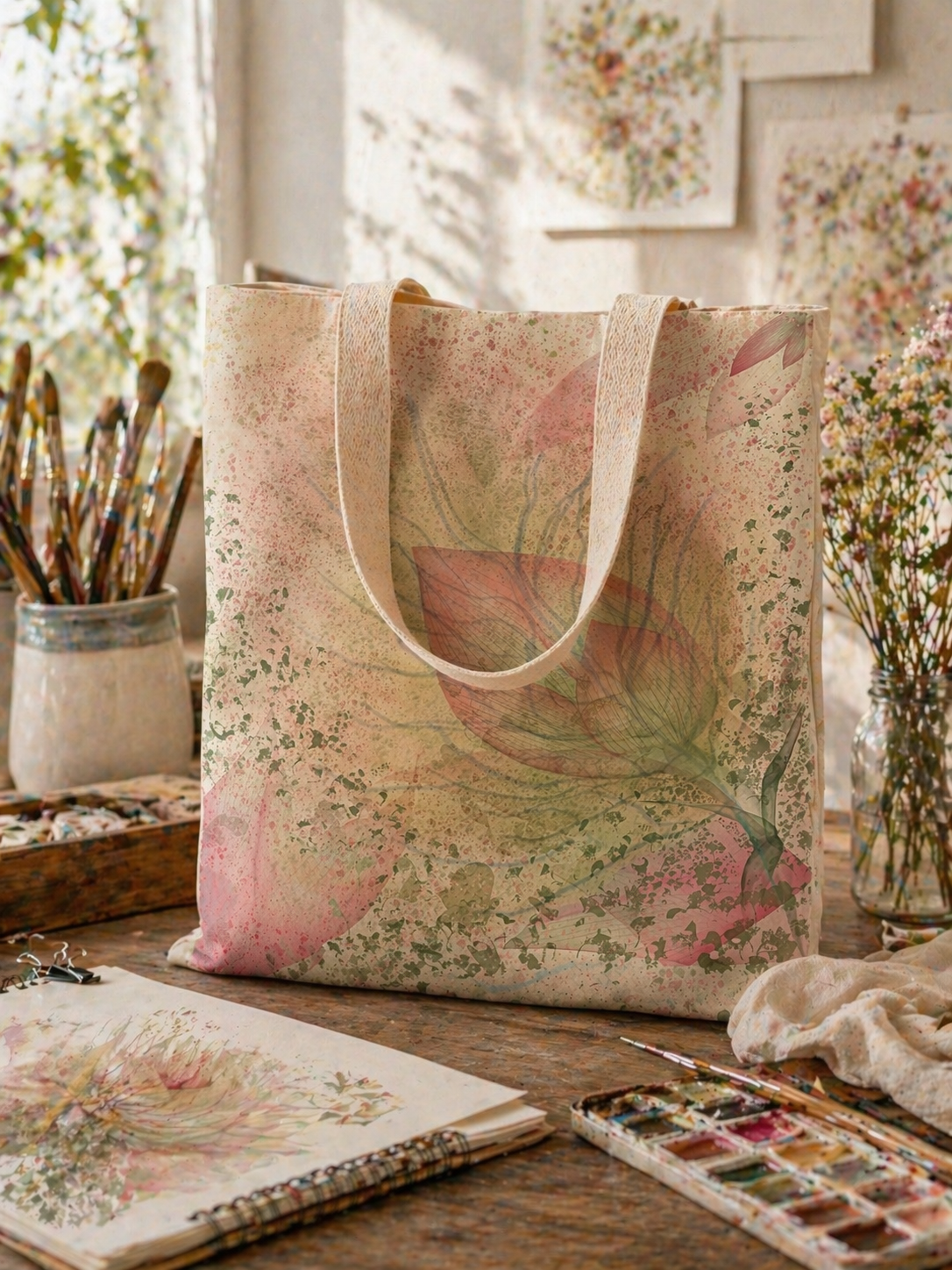 Botanical Floral Tote Bag: Whispering Petals Canvas Art Tote