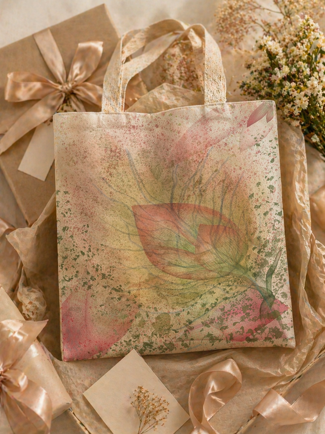 Botanical Floral Tote Bag: Whispering Petals Canvas Art Tote