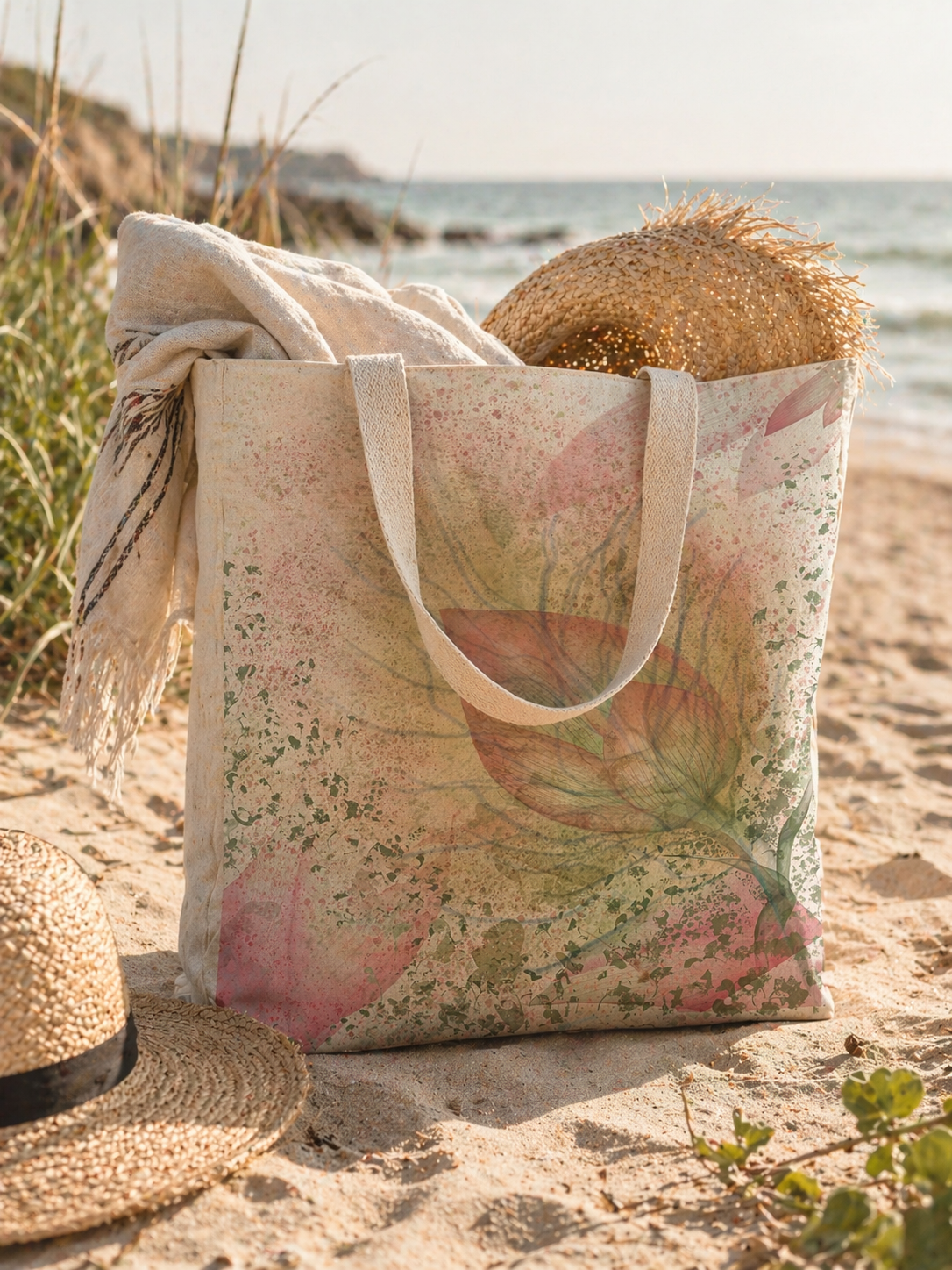 Botanical Floral Tote Bag: Whispering Petals Canvas Art Tote