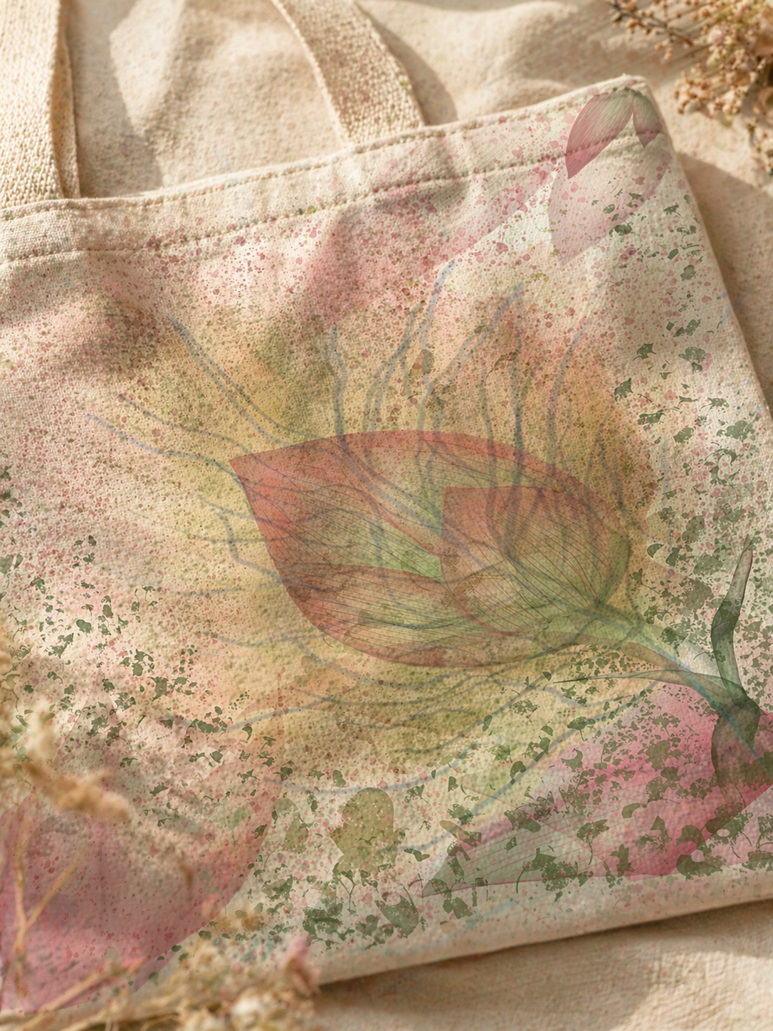 Botanical Floral Tote Bag: Whispering Petals Canvas Art Tote