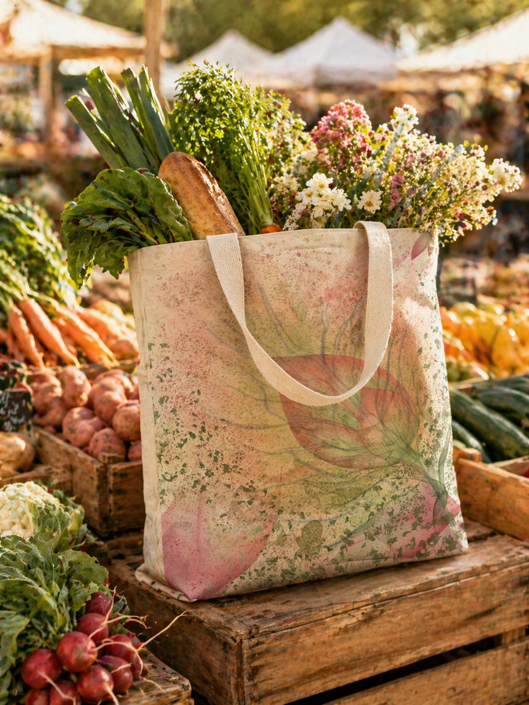 Botanical Floral Tote Bag: Whispering Petals Canvas Art Tote