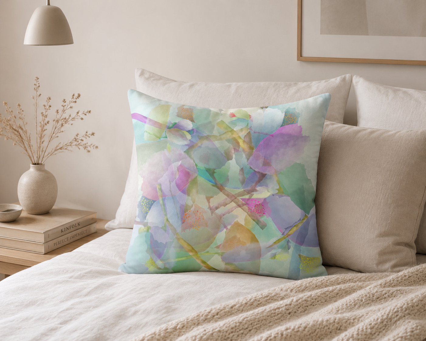 MoirisArt pastel abstract floral throw pillow
