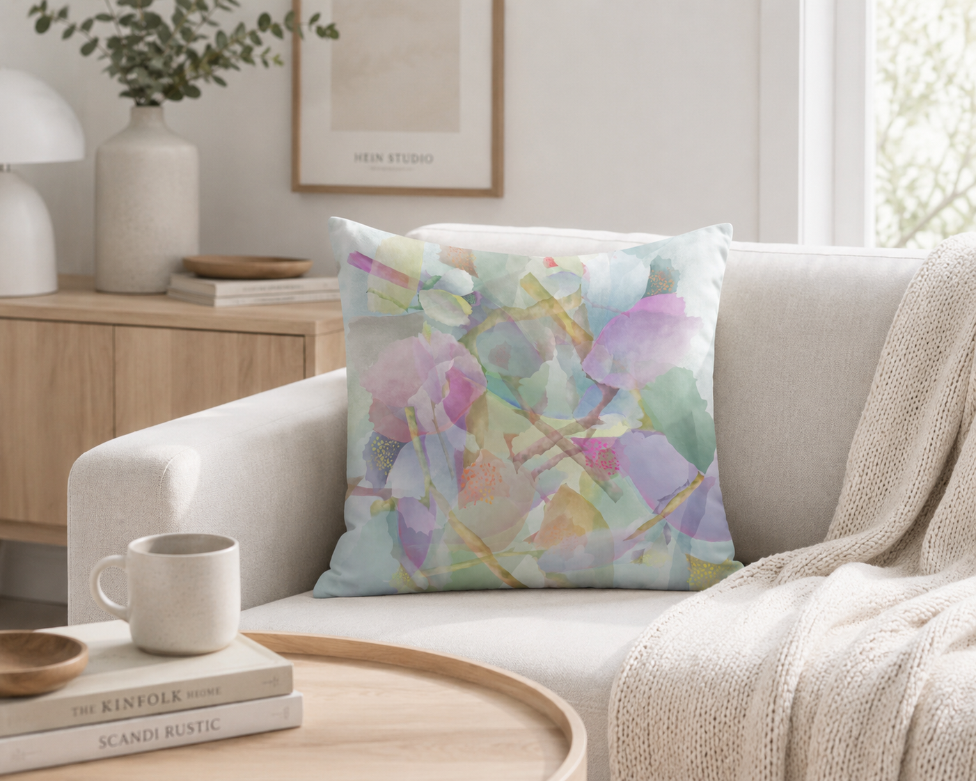 Botanical Watercolor Throw Pillow – Dream Garden Petals Accent Cushion
