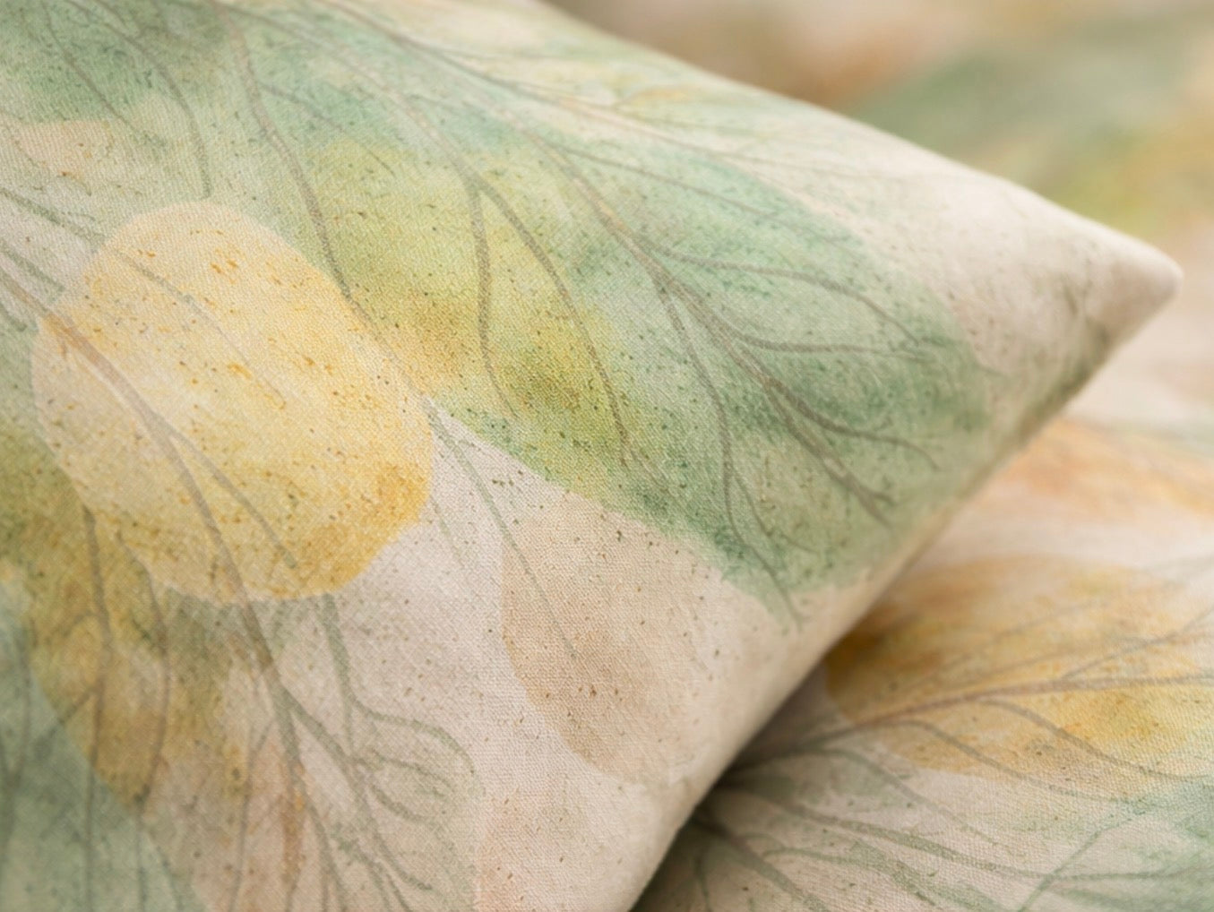 Botanical Watercolor Throw Pillow Cover: Soft Forest Leaves Woodland Accent Cushion
