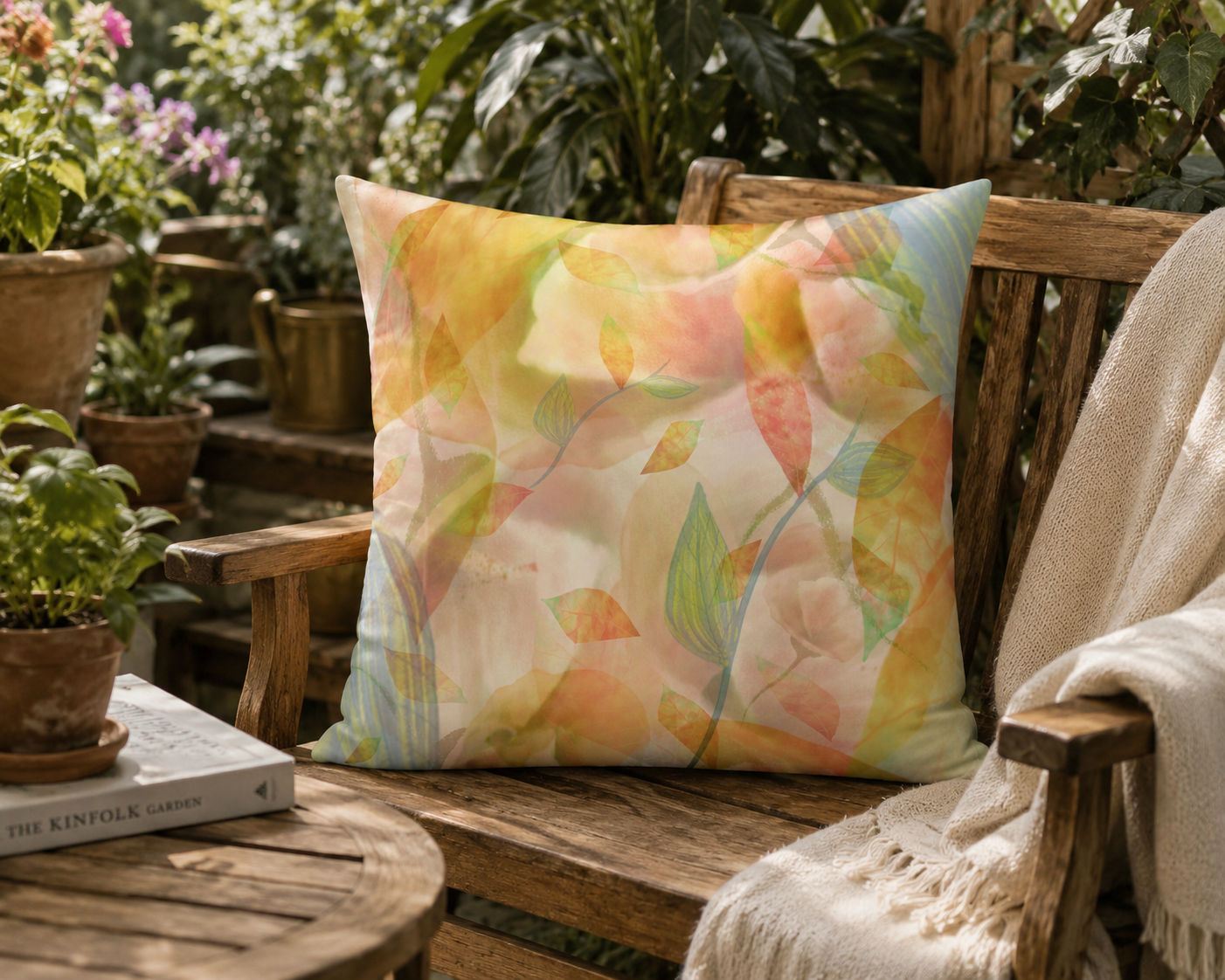 MoirisArt pastel watercolor botanical throw pillow