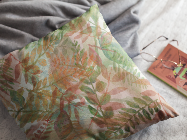 Botanical Watercolor Throw Pillow Cover – Autumn Garden Sage Green Accent Cushion