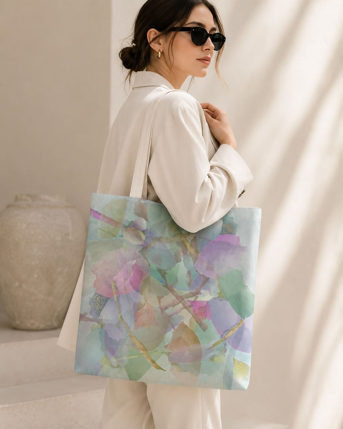 Botanical Watercolor Tote Bag | Dream Garden Petals Floral Shoulder Bag