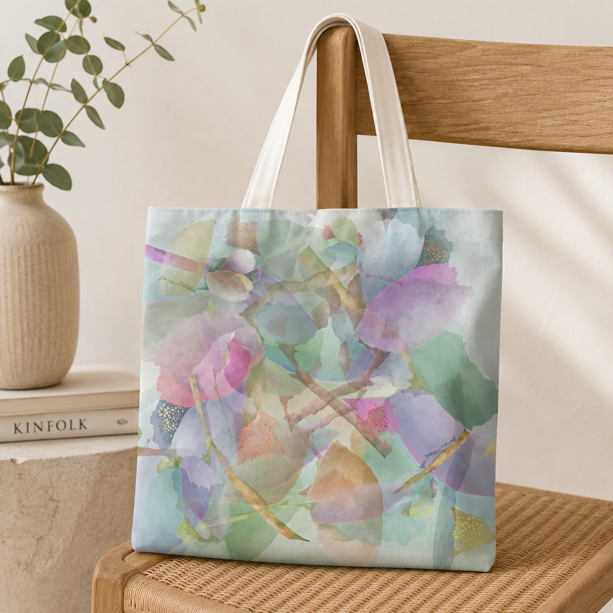 Botanical Watercolor Tote Bag | Dream Garden Petals Floral Shoulder Bag