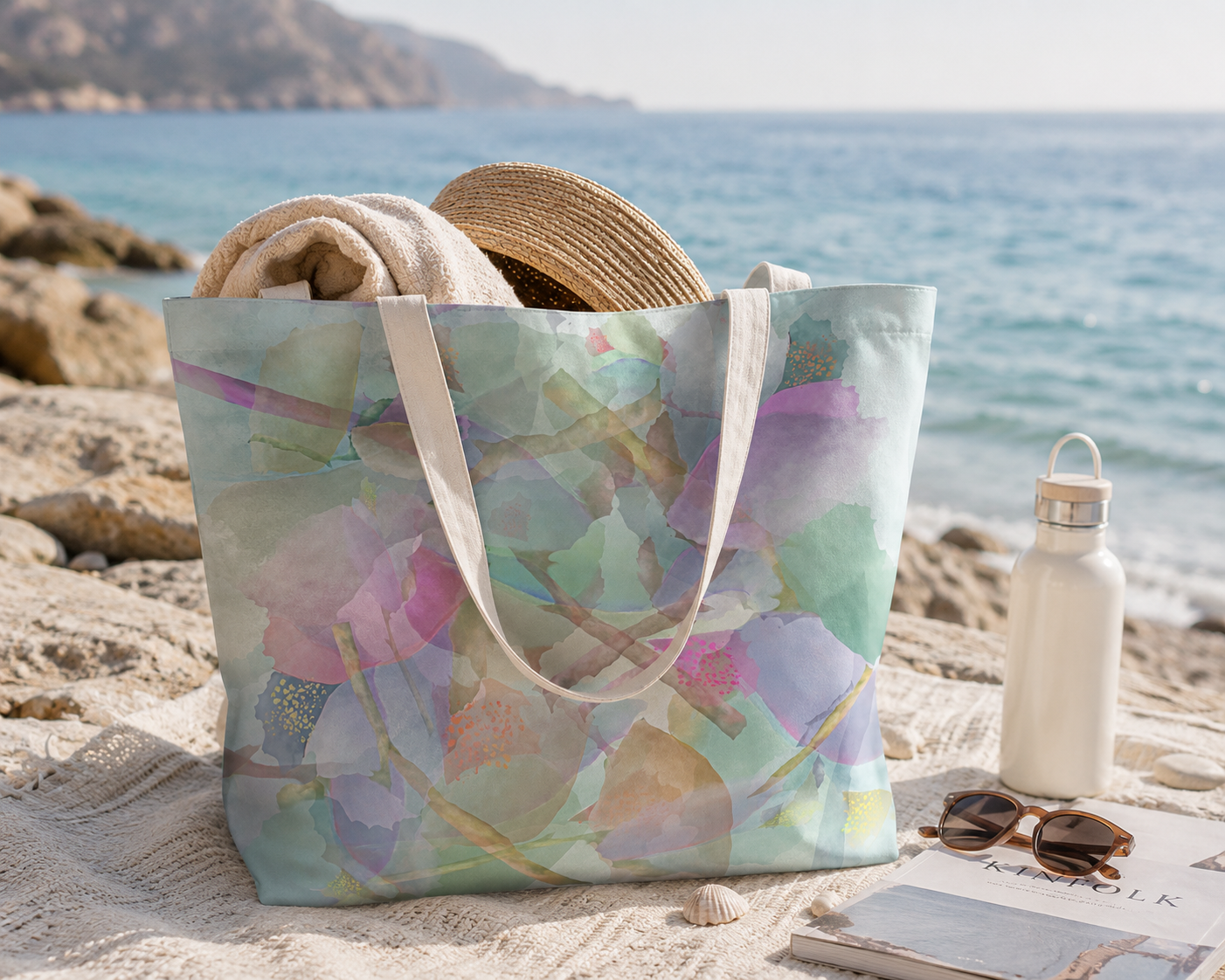 Botanical Watercolor Tote Bag | Dream Garden Petals Floral Shoulder Bag