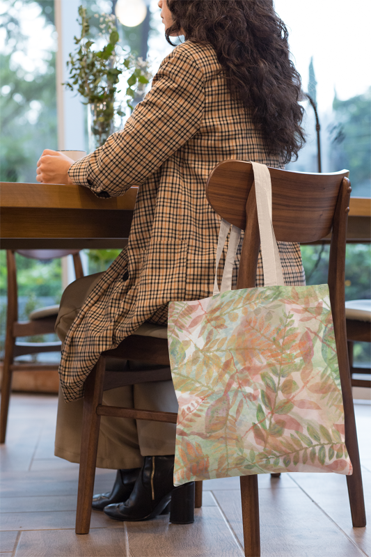 MoirisArt botanical floral canvas tote bag