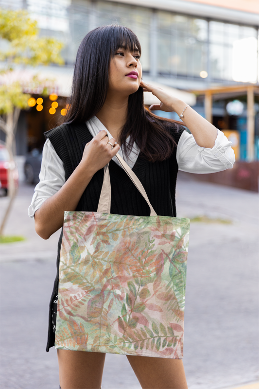 Botanical Watercolor Tote Bag – Autumn Garden Everyday Carryall