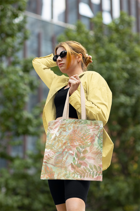 Botanical Watercolor Tote Bag – Autumn Garden Everyday Carryall