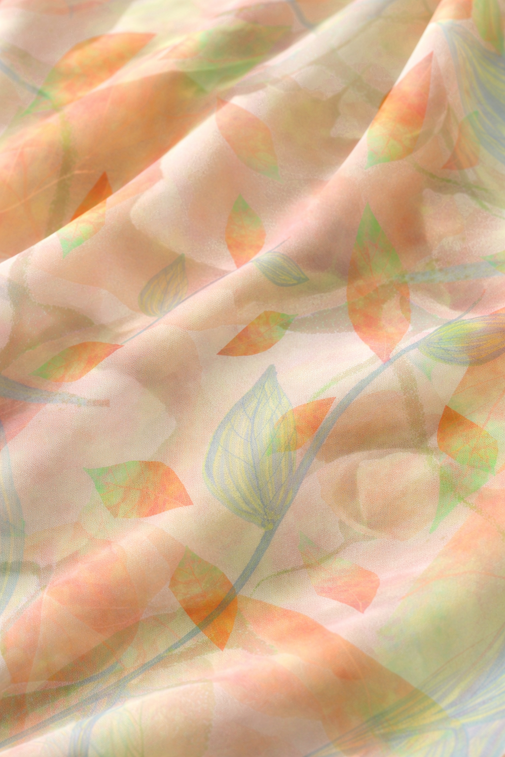 Botanical Watercolor Poly Chiffon Scarf – Radiant Garden Wearable Art