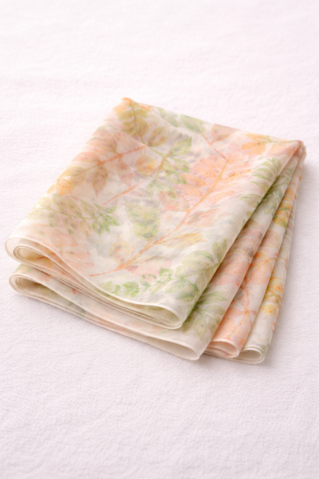 Botanical Watercolor Poly Chiffon Scarf – Autumn Garden Wearable Art