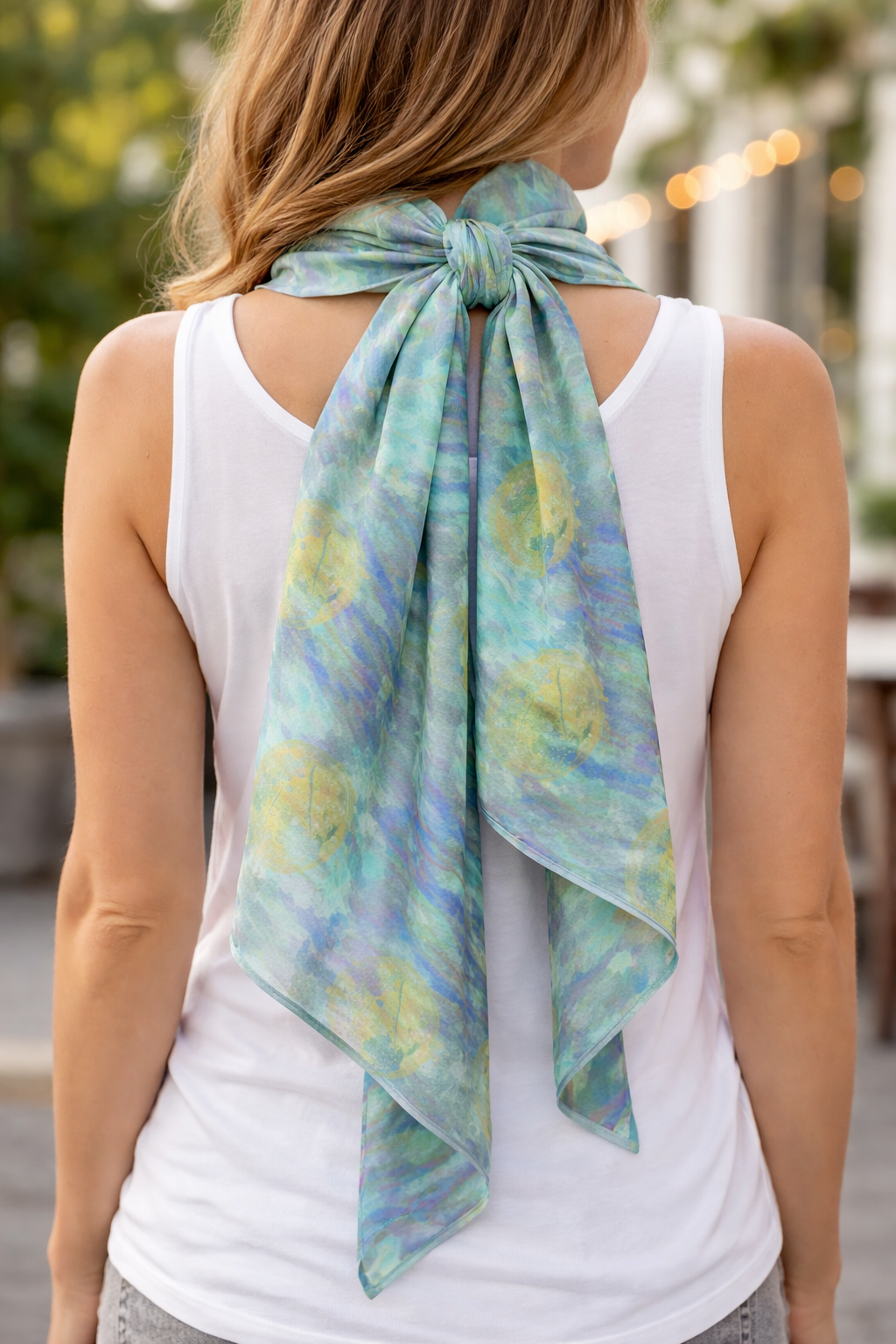 Ocean Watercolor Poly Chiffon Scarf – Ocean Botanicals Coastal Wearable Art