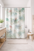 Bathroom with a floral shower curtain, sink, and towel.