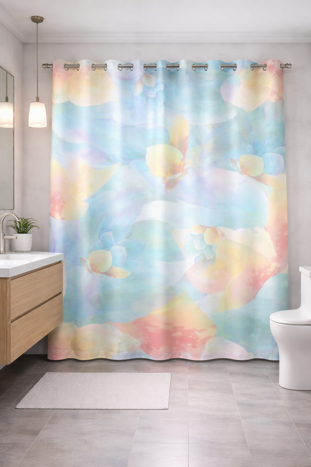 MoirisArt pastel colorful polyester shower curtain