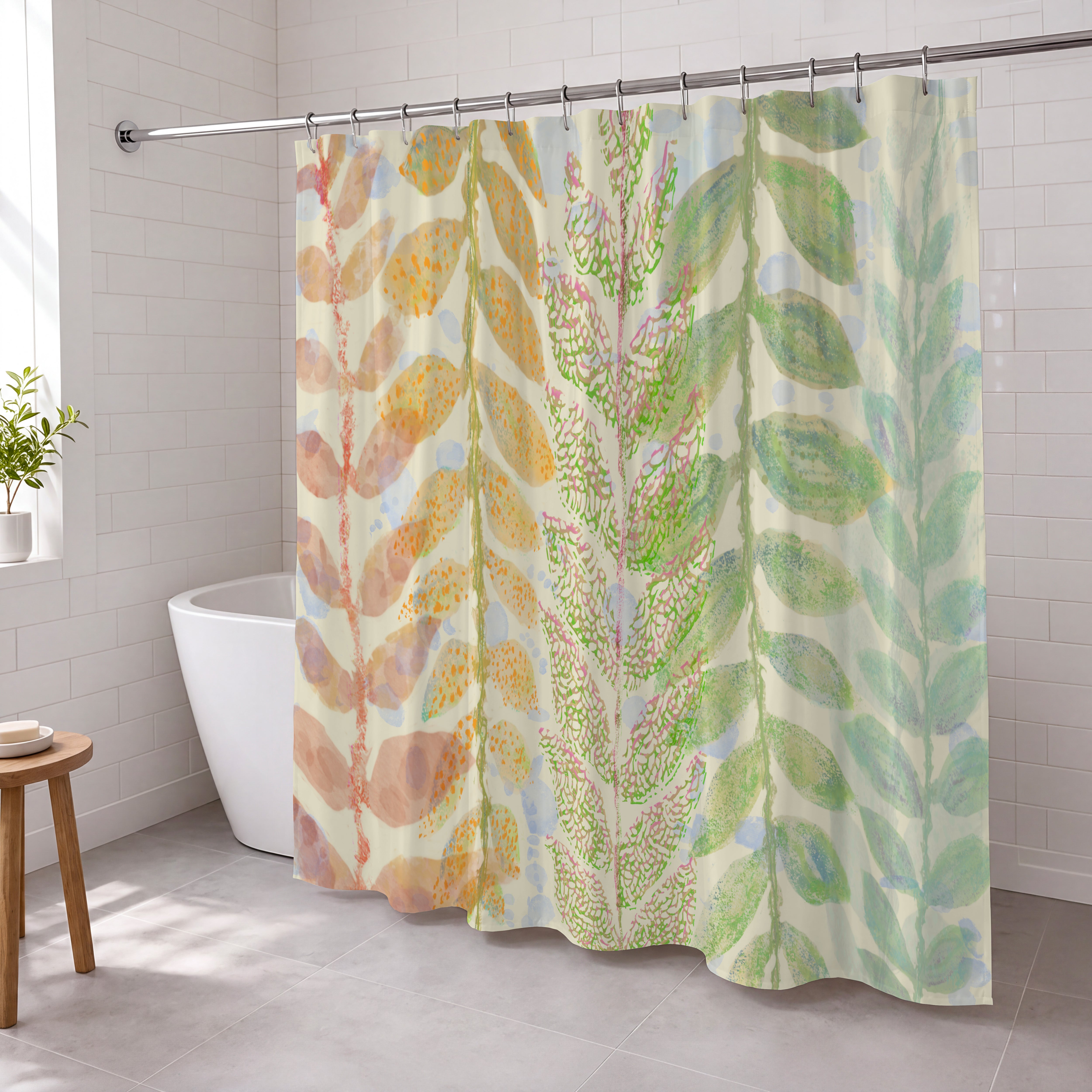 Botanical Shower Curtain: Branches Floating in Spring Bathroom Decor