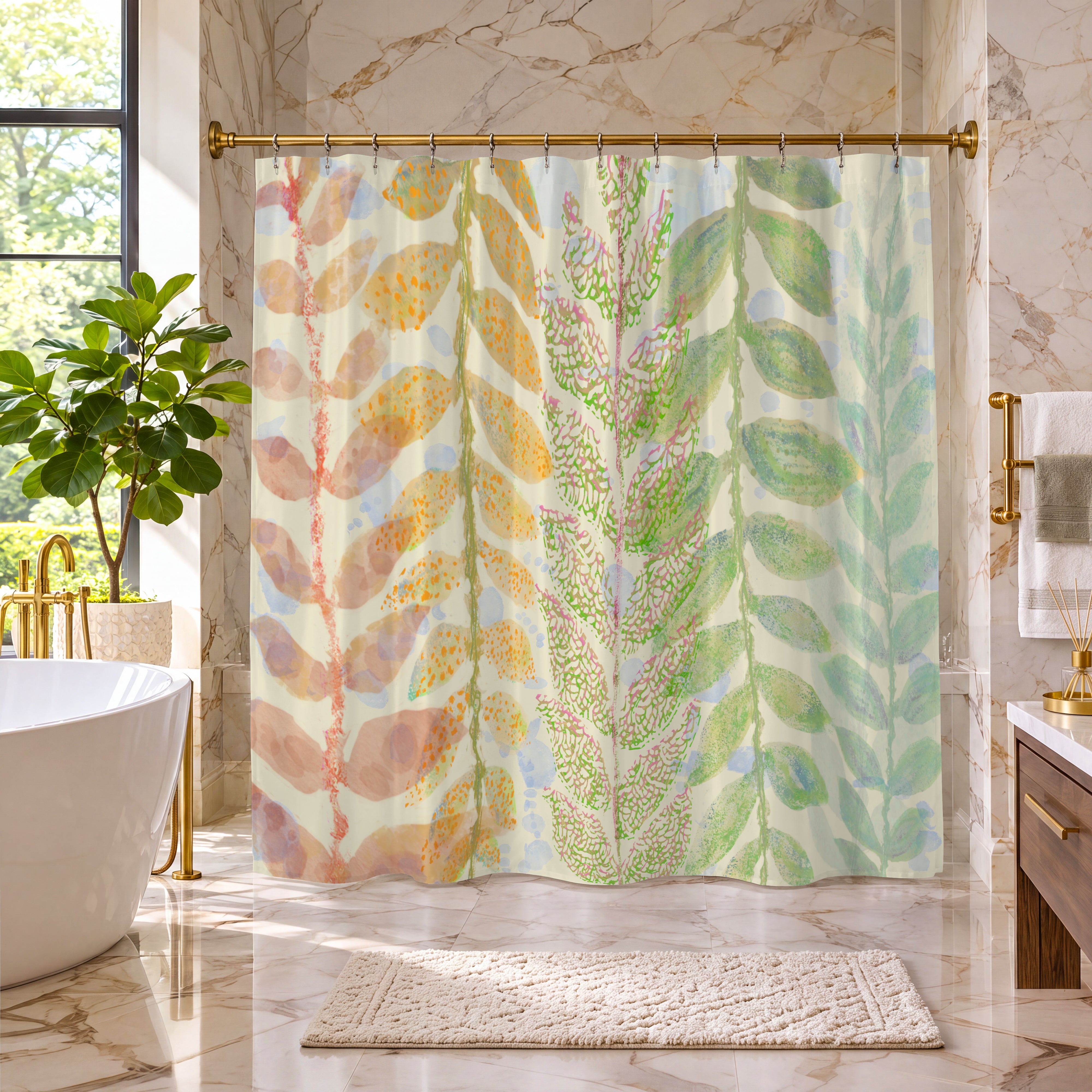 Botanical Shower Curtain: Branches Floating in Spring Bathroom Decor