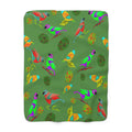 The Colorful Birds and Balloons  – Cozy Fleece Blanket | Artistic Nature-Inspired Throw | Soft Warm Blanket by MoirisArt