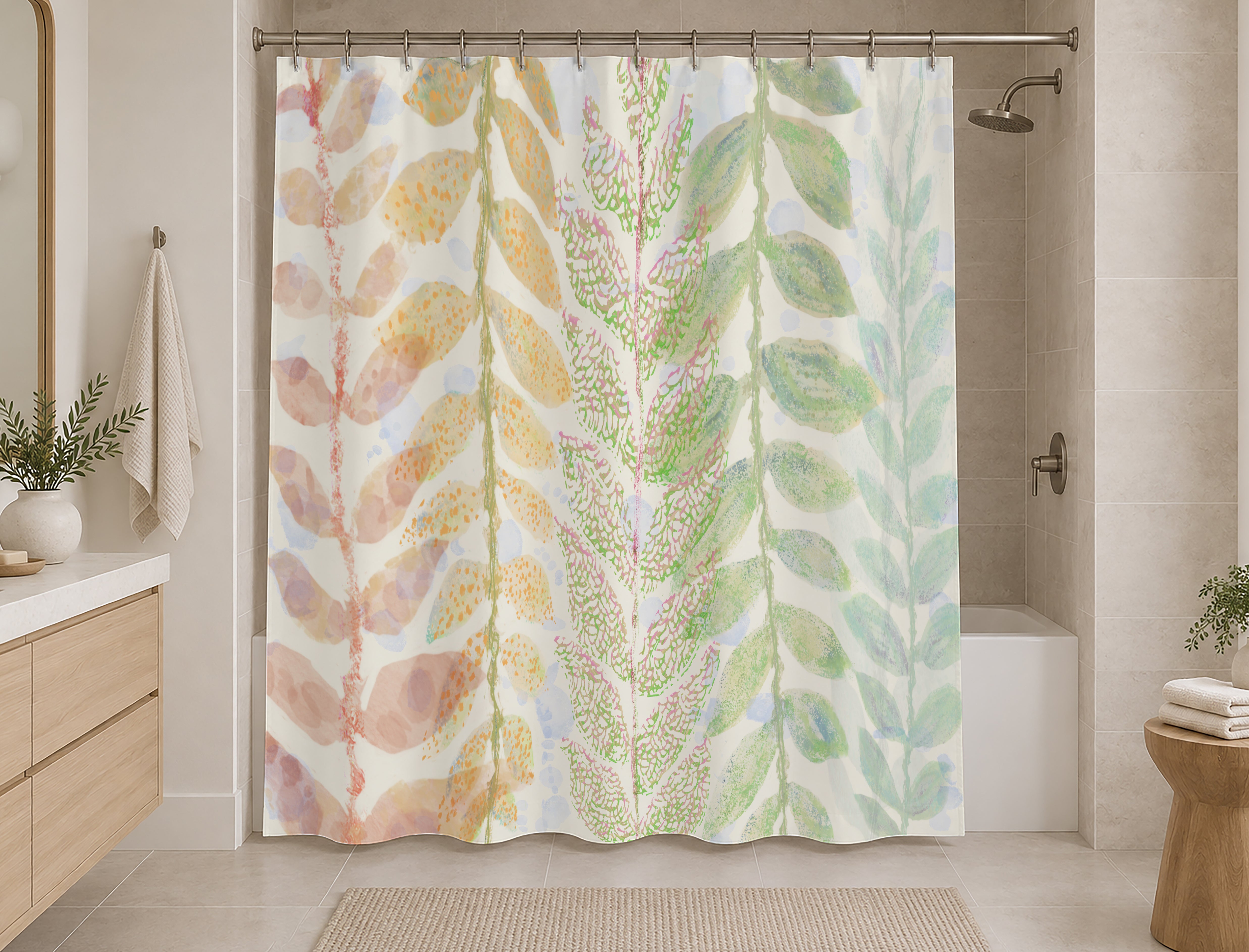 Botanical Shower Curtain: Branches Floating in Spring Bathroom Decor