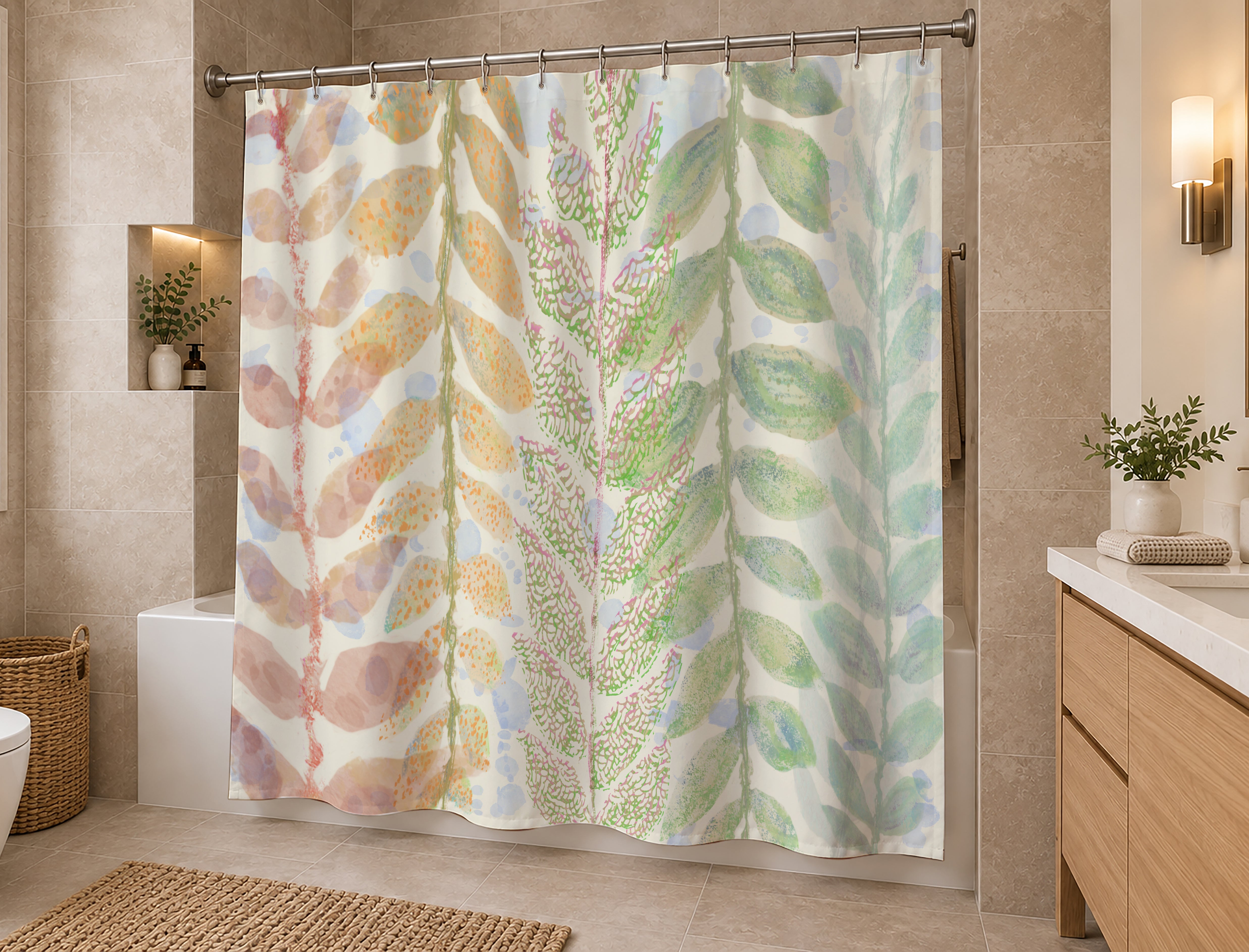 Botanical Shower Curtain: Branches Floating in Spring Bathroom Decor