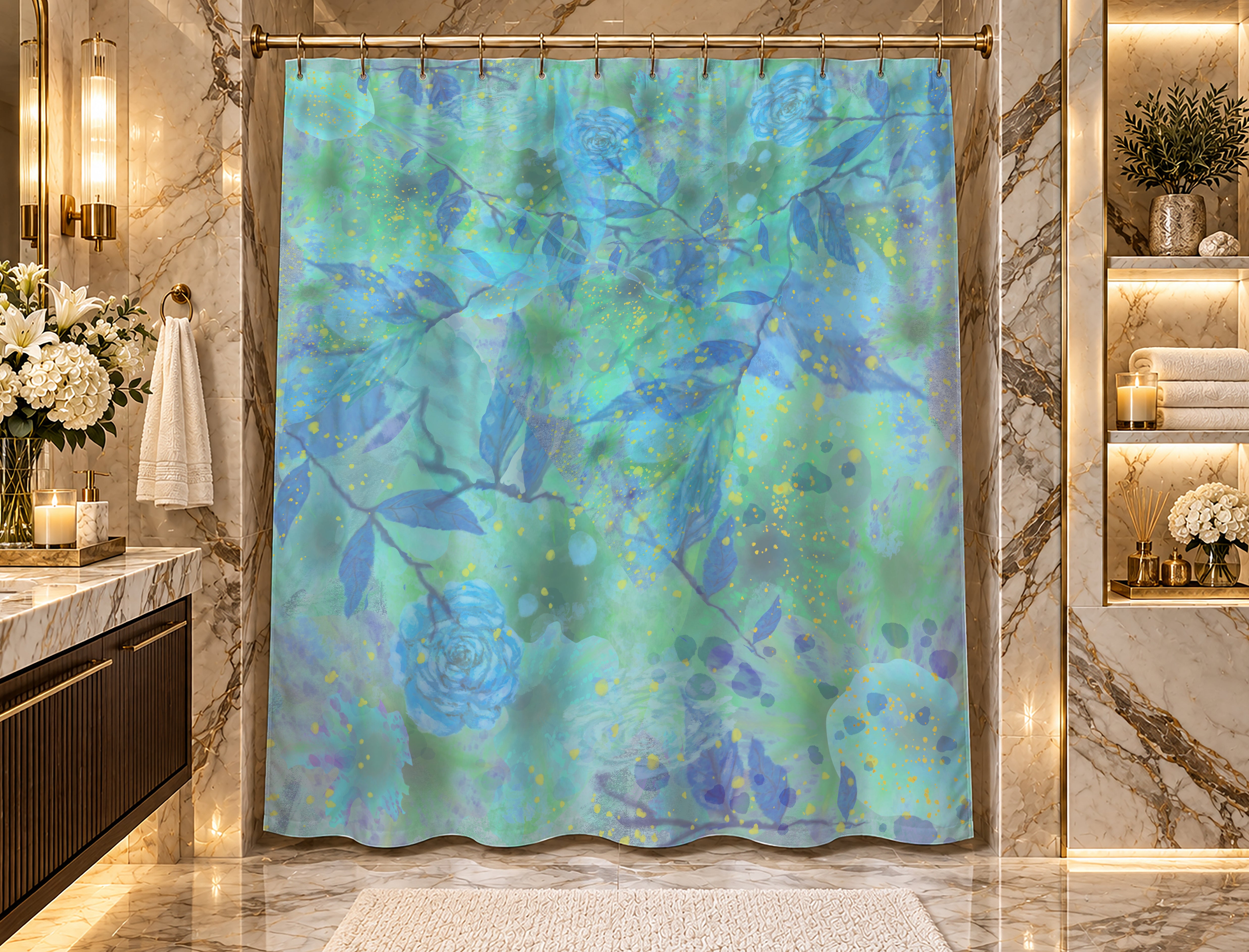 Botanical Shower Curtain: Dream Garden Watercolor Bathroom Decor