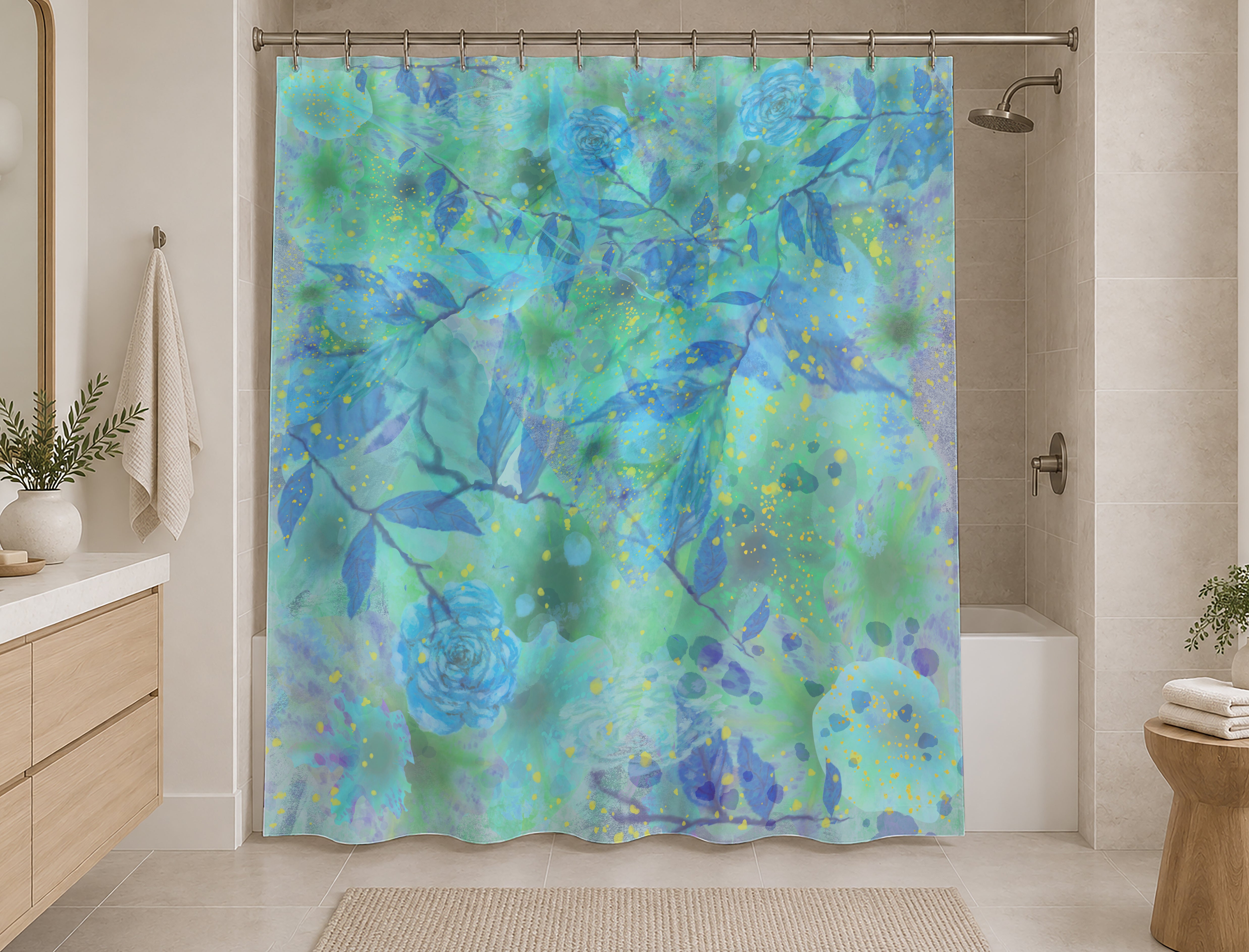 Botanical Shower Curtain: Dream Garden Watercolor Bathroom Decor