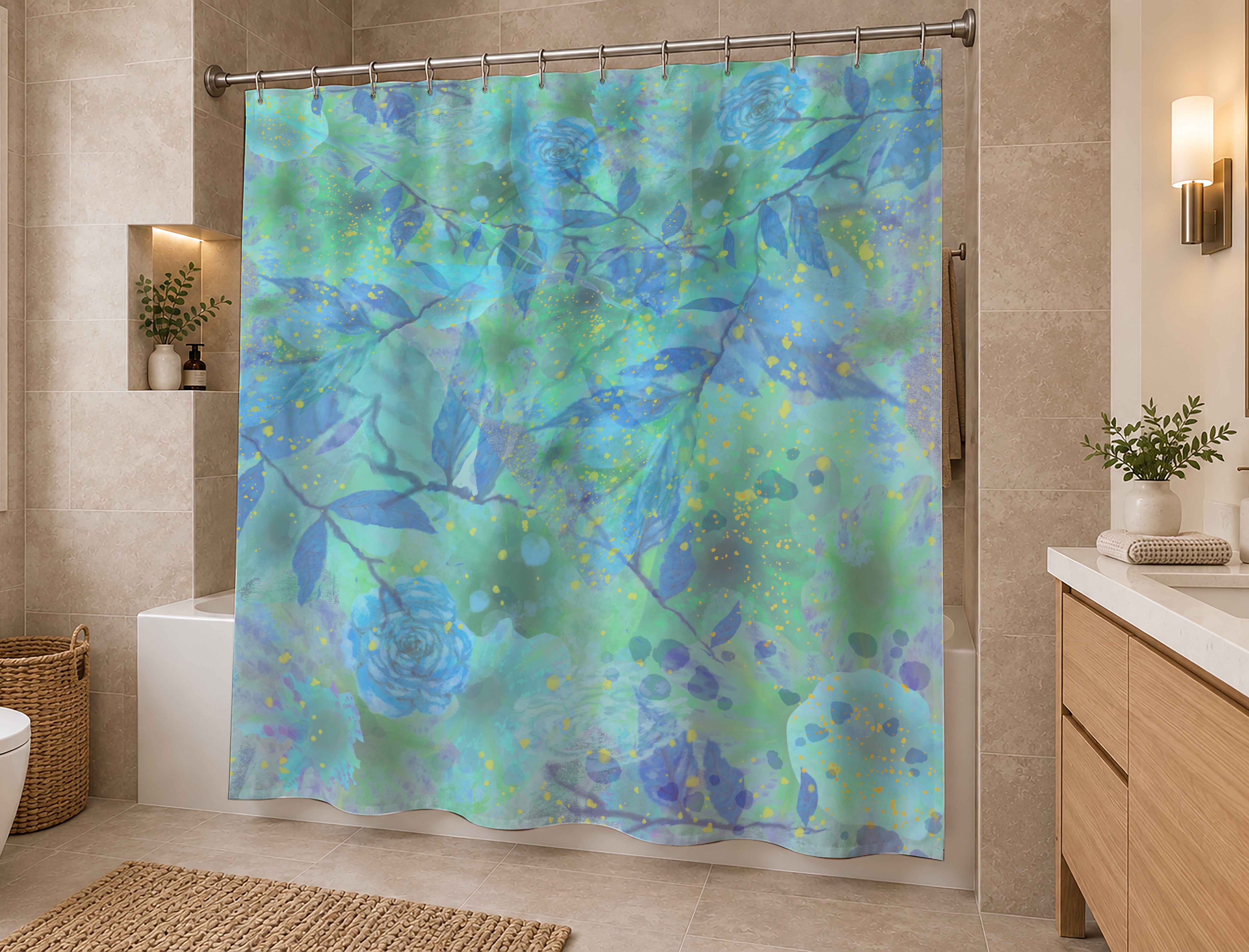 Botanical Shower Curtain: Dream Garden Watercolor Bathroom Decor