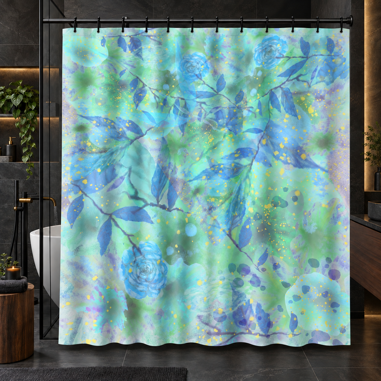 Botanical Shower Curtain: Dream Garden Watercolor Bathroom Decor