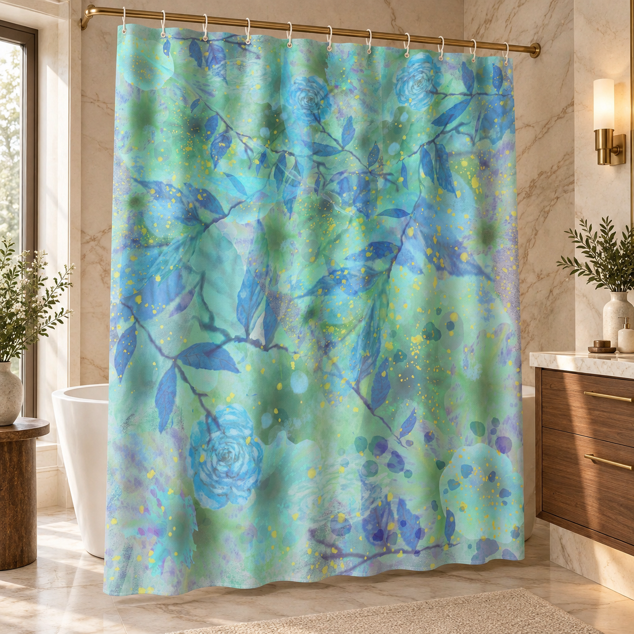 Botanical Shower Curtain: Dream Garden Watercolor Bathroom Decor