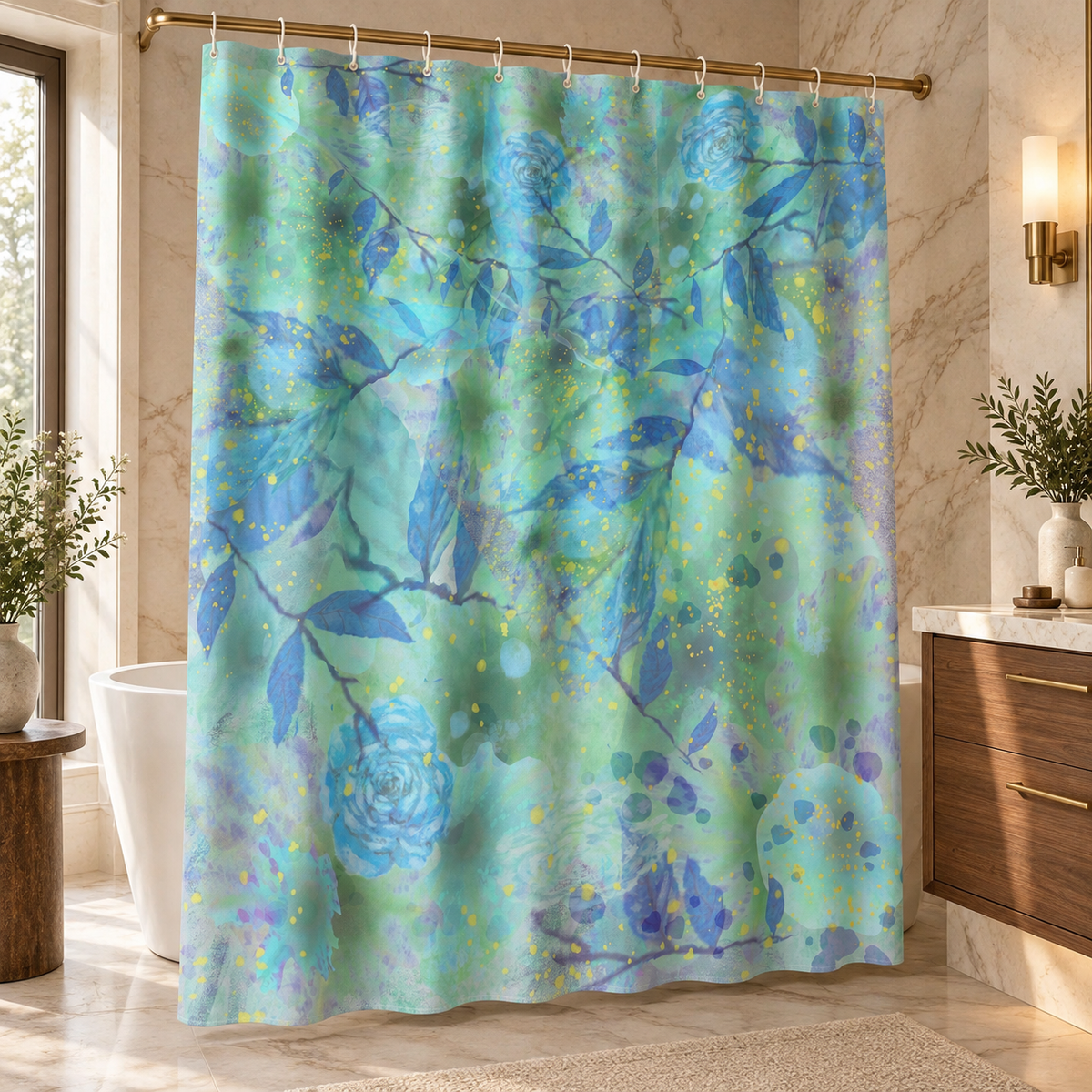 Botanical Shower Curtain: Dream Garden Watercolor Bathroom Decor