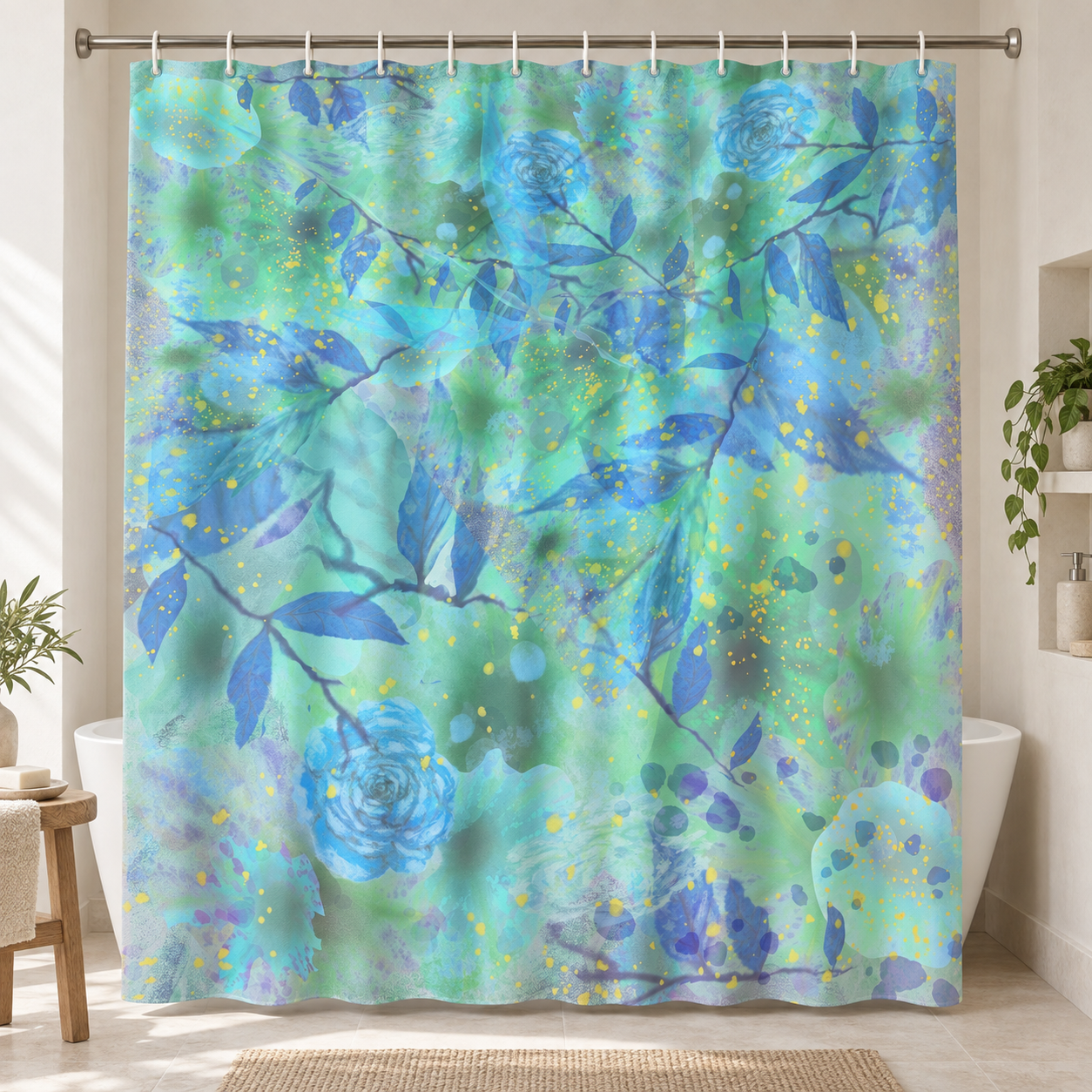 Botanical Shower Curtain: Dream Garden Watercolor Bathroom Decor