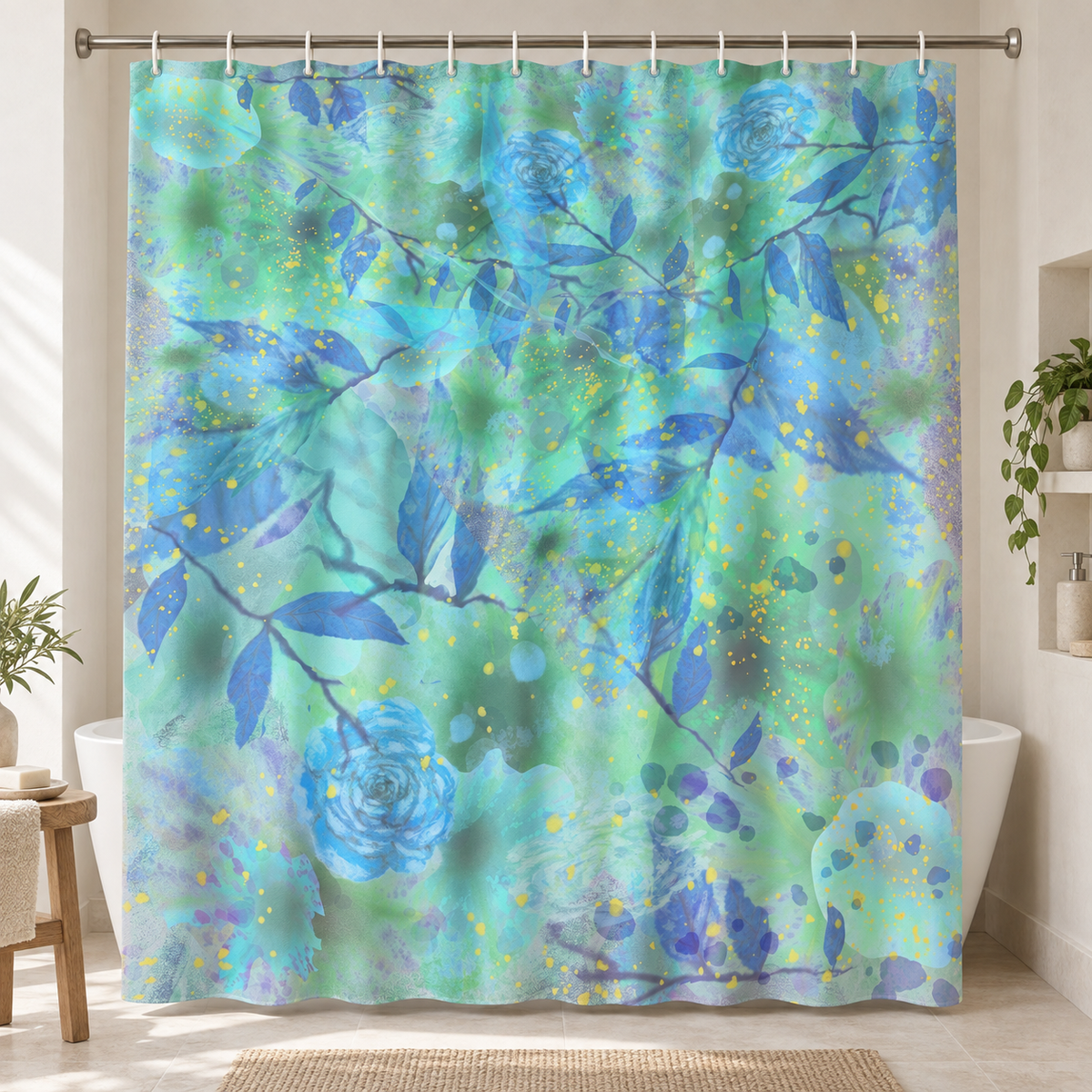 Botanical Shower Curtain: Dream Garden Watercolor Bathroom Decor
